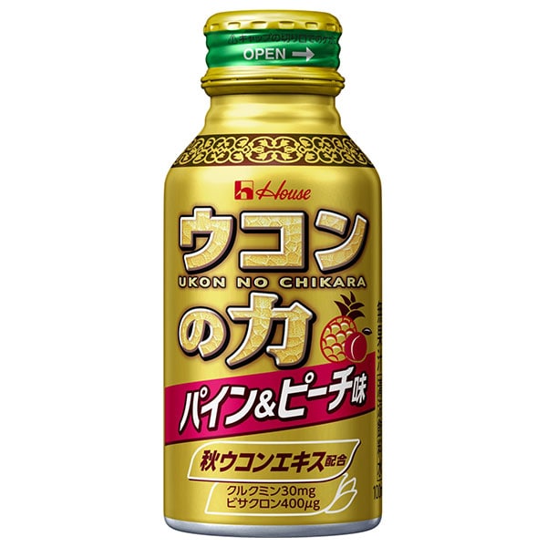 ハウスウェルネス ウコンの力 パイン&ピーチ味 100mlボトル缶×30本入×(2ケース)