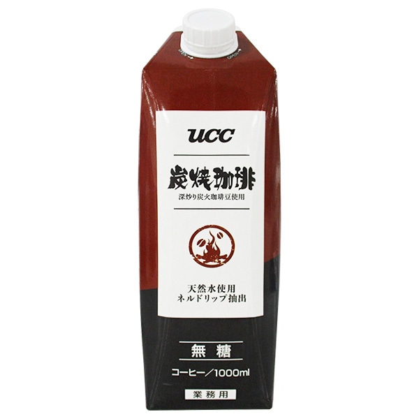 UCC 炭焼珈琲 無糖 1000ml紙パック×12本入