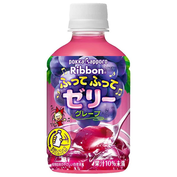ポッカサッポロ Ribbon(リボン) ふってふってゼリー グレープ 295gペットボトル×24本入×(2ケース)