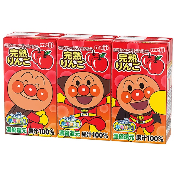 明治 それいけ!アンパンマンの完熟りんご100 125ml紙パック×36(3P×12)本入 メーカー 問屋直送