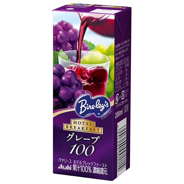 アサヒ飲料 バヤリース ホテルブレックファースト グレープ100 200ml紙パック×24本入