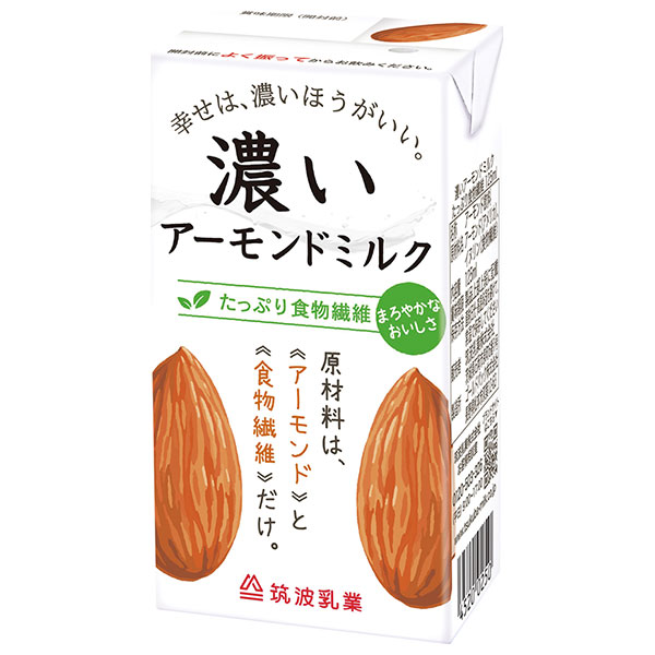 筑波乳業 濃いアーモンドミルク たっぷり食物繊維 125ml紙パック×15本入