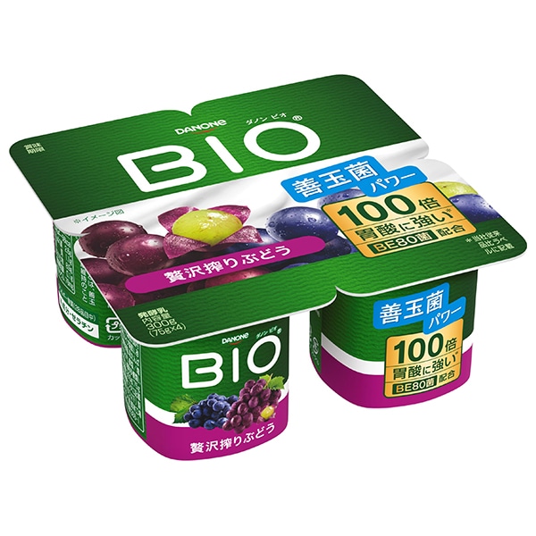 ダノンジャパン ダノンビオ BIO 贅沢搾りぶどう (75g×4)×6本入×(2ケース) チルド 冷蔵品
