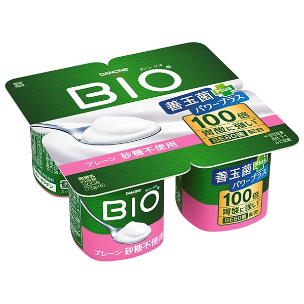 ダノンジャパン ダノンビオ BIO プレーン・砂糖不使用 (75g×4)×6個入×(2ケース) チルド 冷蔵品