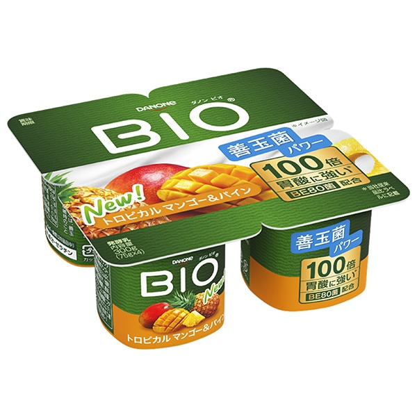 【チルド商品】ダノンジャパン ダノンビオ BIO トロピカル マンゴー&パイン (75g×4)×6個入 メーカー 問屋直送