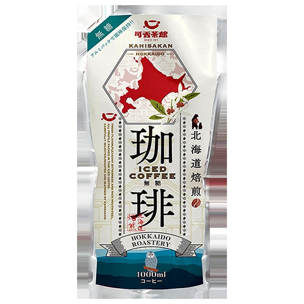 キャラバンコーヒー 可否茶館 アイスコーヒー パウチタイプ 無糖 1L×6本入