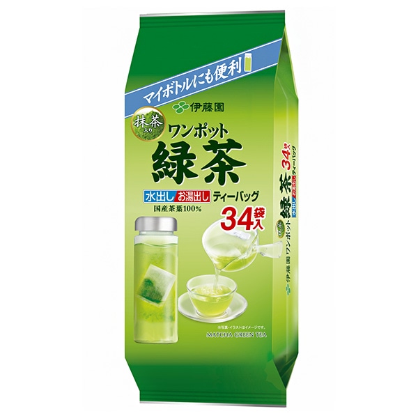 伊藤園 ワンポット 抹茶入り緑茶 ティーバッグ 34袋入×10袋入×(2ケース)