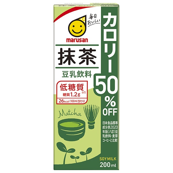 マルサンアイ 豆乳飲料 抹茶 カロリー50%オフ 200ml紙パック×24本入