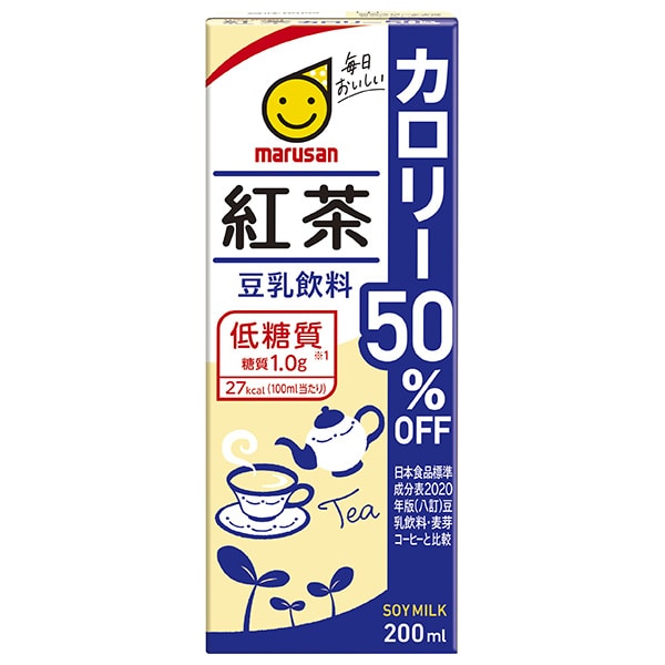 マルサンアイ 豆乳飲料 紅茶 カロリー50%オフ 200ml紙パック×24本入