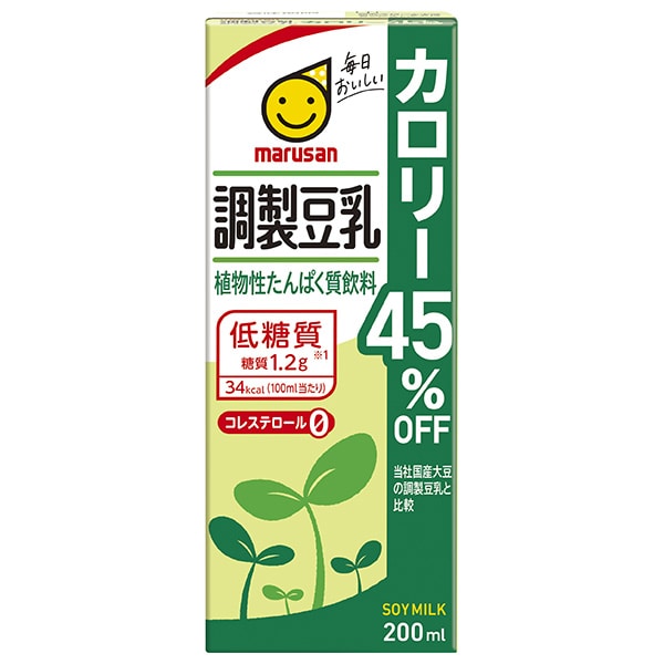 マルサンアイ 調製豆乳 カロリー45%オフ 200ml紙パック×24本入×(2ケース)