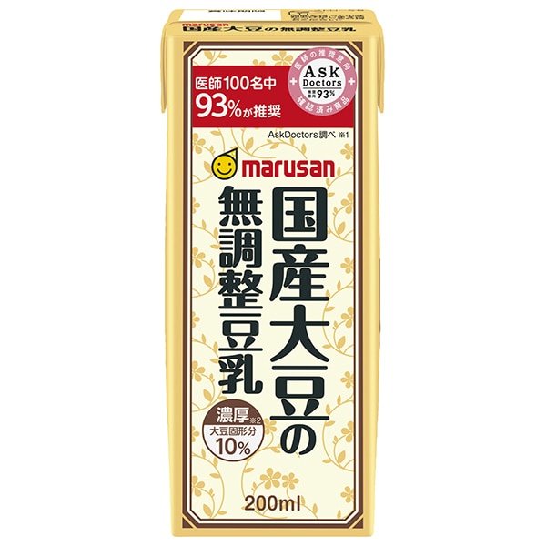 マルサンアイ 濃厚10%国産大豆の無調整豆乳 200ml紙パック×24本入