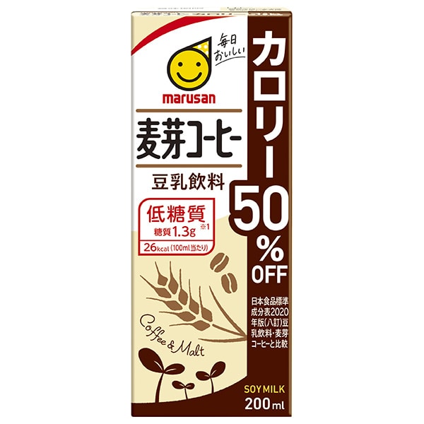 マルサンアイ 豆乳飲料 麦芽コーヒー カロリー50%オフ 200ml紙パック×24本入×(2ケース)