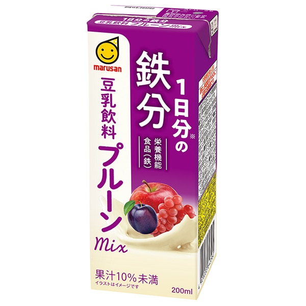 マルサンアイ 1日分の鉄分 豆乳飲料 プルーンmix 200ml紙パック×24本入×(2ケース)