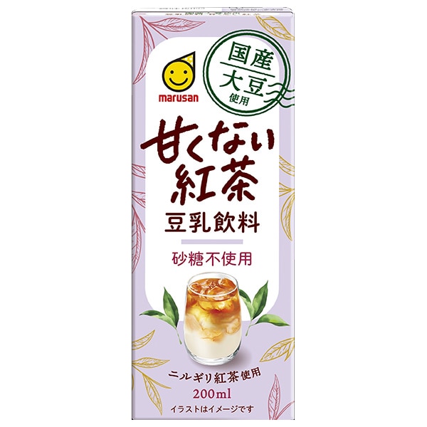 マルサンアイ 国産大豆使用 豆乳飲料 甘くない紅茶 200ml紙パック×24本入