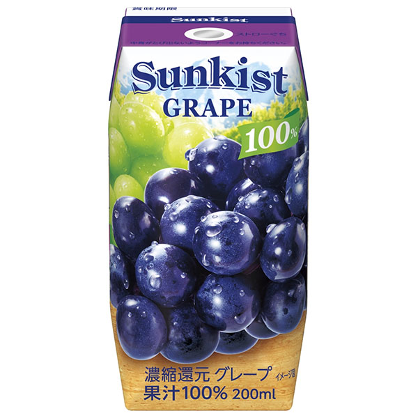森永乳業 サンキスト 100%グレープ(プリズマ容器) 200ml紙パック×24本入