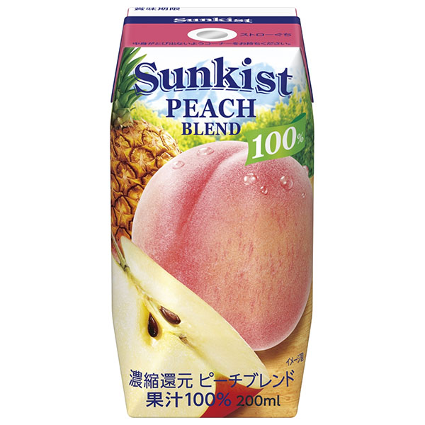 森永乳業 サンキスト 100%ピーチブレンド(プリズマ容器) 200ml紙パック×24本入