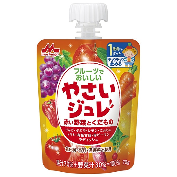 森永乳業 やさいジュレ 赤い野菜とくだもの 70gパウチ×36本入