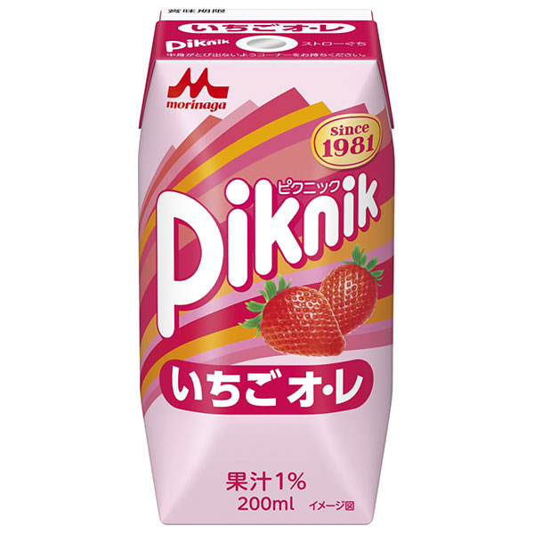 森永乳業 ピクニック いちごオレ(プリズマ容器) 200ml紙パック×24本入×(2ケース)