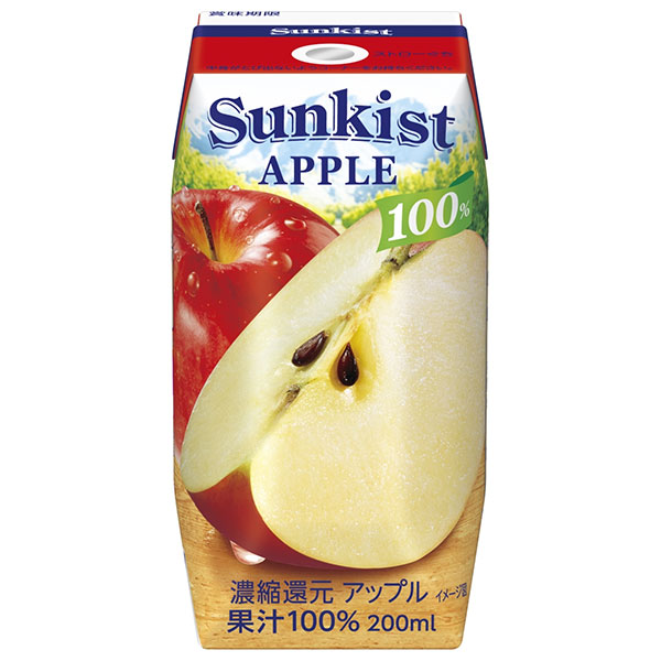 森永乳業 サンキスト 100%アップル(プリズマ容器) 200ml紙パック×24本入