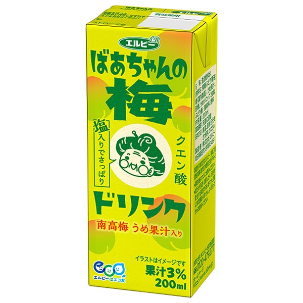 エルビー ばあちゃんの梅ドリンク 200ml紙パック×24本入