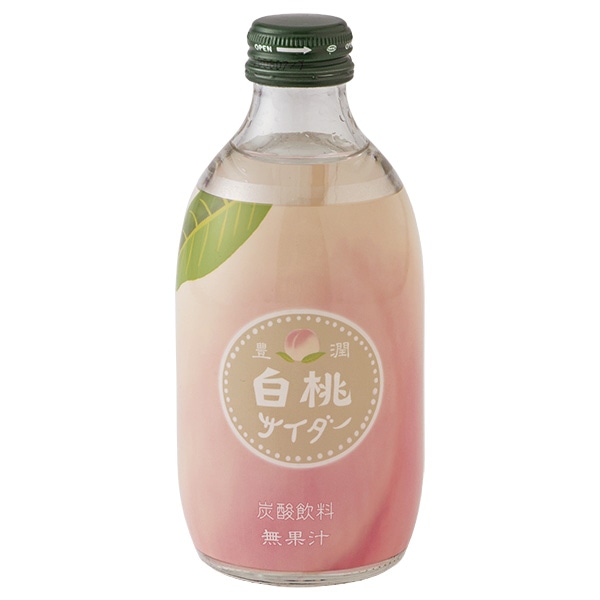 友桝飲料 豊潤白桃サイダー 300ml瓶×24本入×(2ケース)