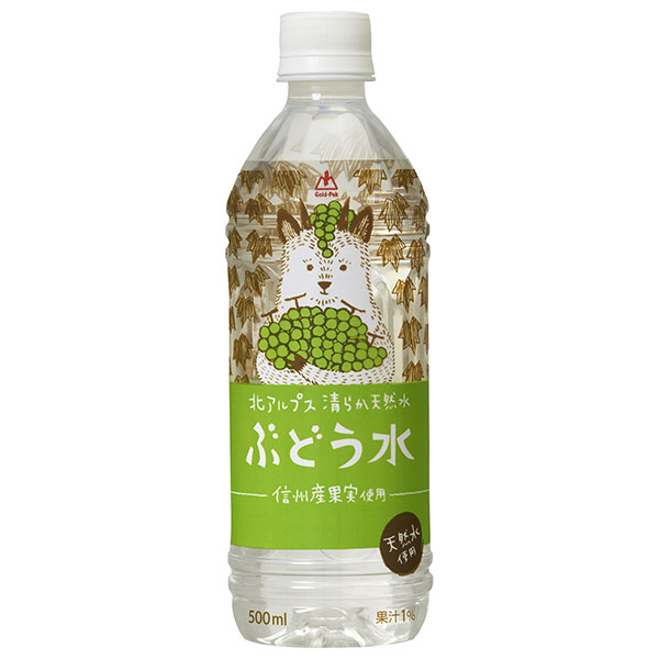 ゴールドパック 北アルプス清らか天然水 ぶどう水 500mlペットボトル×24本入