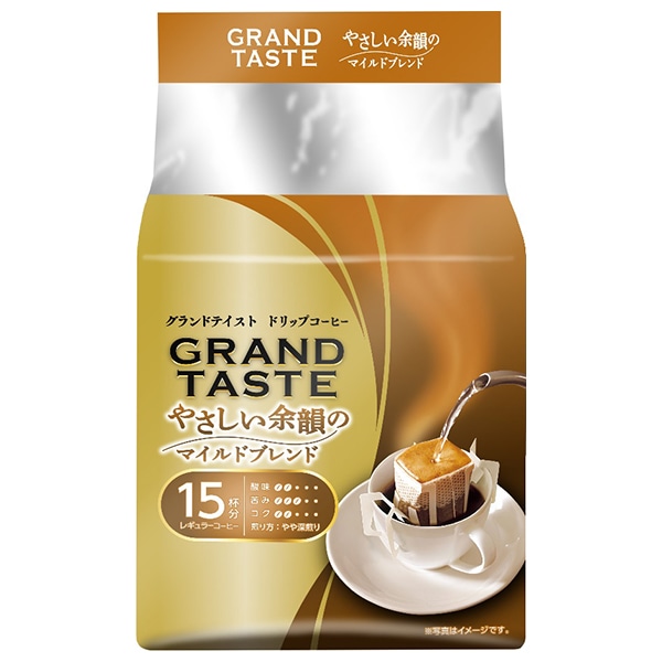 キーコーヒー ドリップバッグ グランドテイスト やさしい余韻のマイルドブレンド (6g×15P)×6袋入