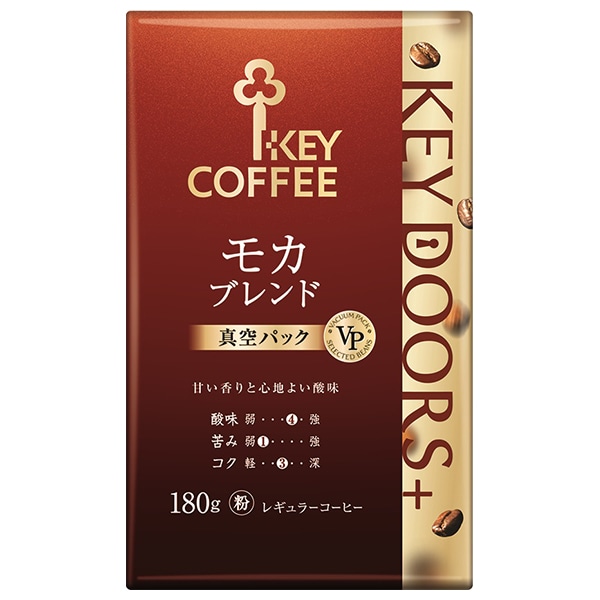 キーコーヒー VP(真空パック) KEY DOORS+ モカブレンド(粉) 180g×6袋入