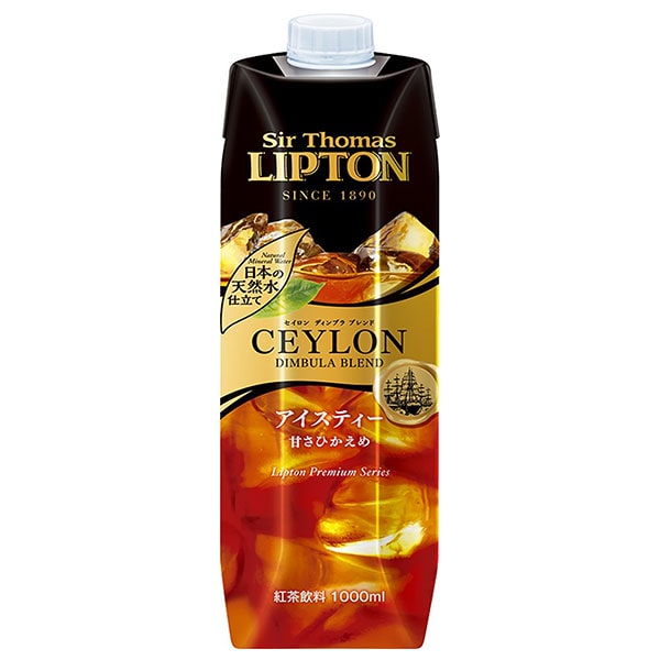 キーコーヒー サー・トーマス・リプトンアイスティー 甘さひかえめテトラプリズマ 1L紙パック×6本入