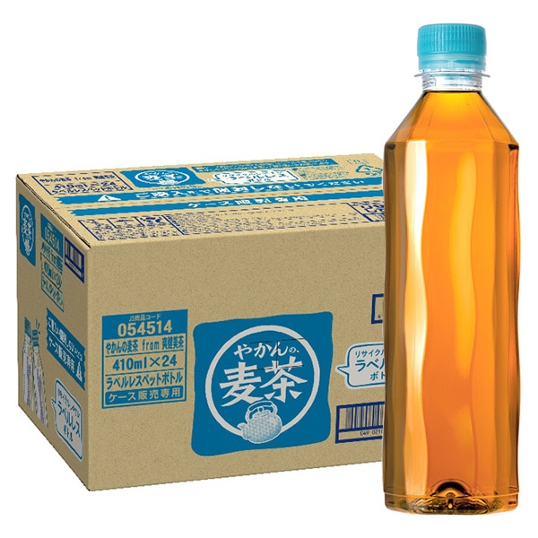 コカコーラ やかんの麦茶 from 爽健美茶 ラベルレス 410mlペットボトル×24本入 メーカー直送