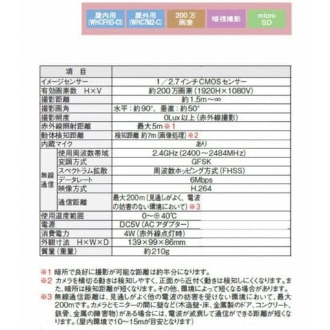 マスプロ電工 屋内増設用カメラ WHC7M2・WHC10M2/WHC7M3・WHC10M3専用 WHCFHD-CI 【同梱不可】[▲][AB]