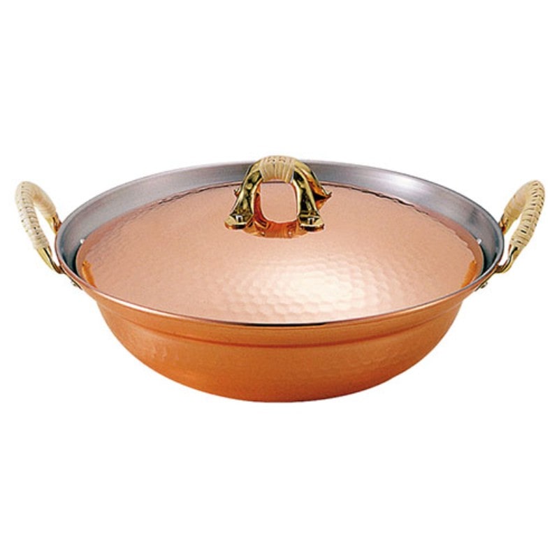 純銅 ちり鍋 24cm 箱付き 新光金属 鎚目入れちり鍋(よせ鍋) 24cm S-1055S 純銅 [△][TP]