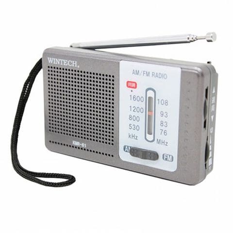 WINTECH AM/FMポータブルラジオ(横型) KMR-61 ガンメタル×グレー 【同梱不可】[▲][AS]