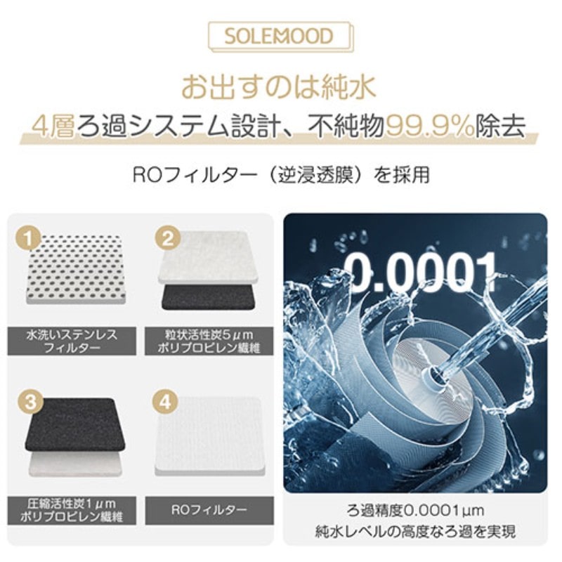 SOLEMOOD ウォーターサーバー 浄水型 ブラック 2wf-solemood-pure