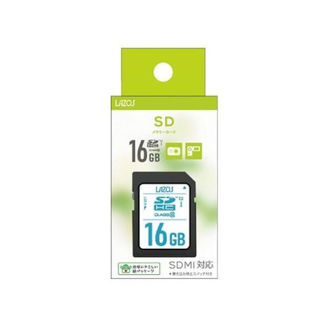 【20個セット】 Lazos SDHCメモリーカード 16GB CLASS10 紙パッケージ L-B16SDH-U1X20 【同梱不可】[▲][AS]  【同梱不可】