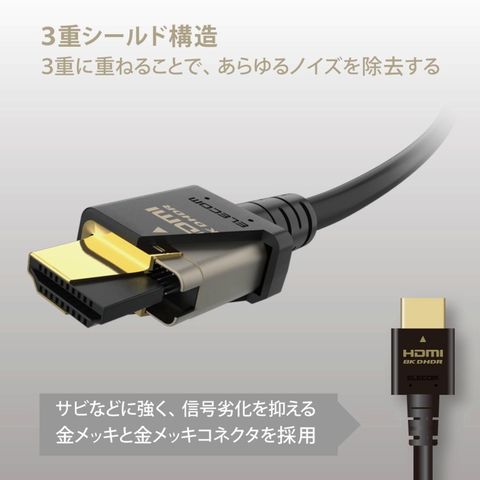 ELECOM(エレコム)】HDMIケーブル 5m HDMI2.1 8K 映像高速伝送 ノイズ