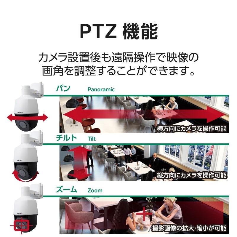 エレコム(ELECOM) CNW3CPZ1 ネットワークカメラ PTZカメラ 200万画素 WDR対応 屋外用 防水/防塵 屋外用ワイヤレス対応PTZカメラ | エレコムダイレクトショップ本店はPC