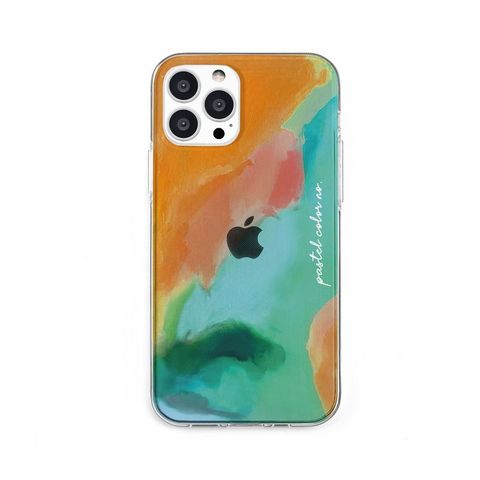 【Dparks】ソフトクリアケース for iPhone 13 Pro Pastel color OrangeGreen パステルカラー おしゃれ  スマホケース 背面カバー型 [▲][R]