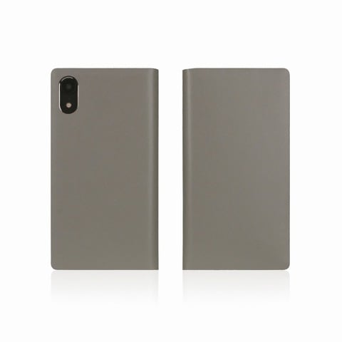 【SLG Design（エスエルジーデザイン）】手帳型スマホケース iPhone XR Calf Skin Leather Diary　 グレー[▲][R]