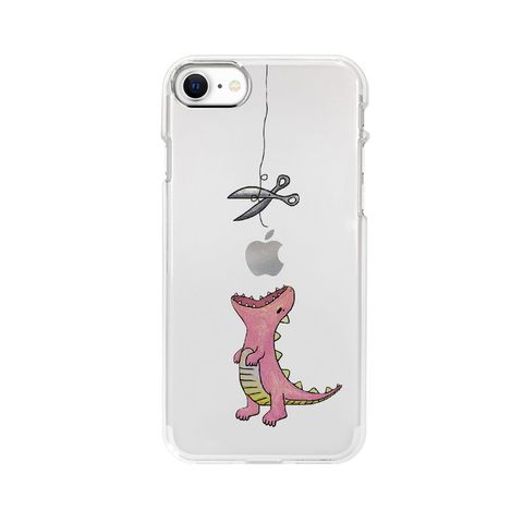 ソフトクリアケース iPhone SE 3/ SE 2 はらぺこザウルス ピンク 背面