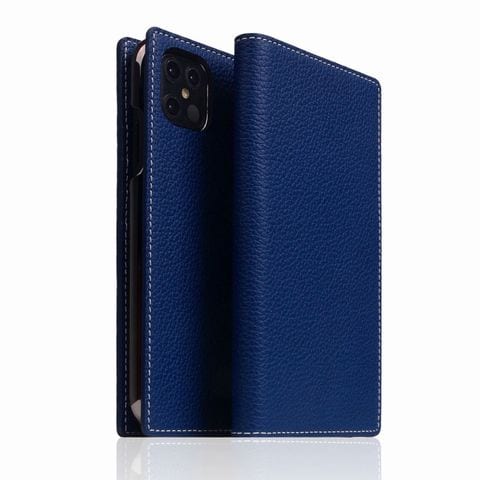 【SLG Design（エスエルジーデザイン）】iPhone12 Pro Max Full Grain Leather Case ネイビーブルー  手帳型 スマホケース[▲][R]