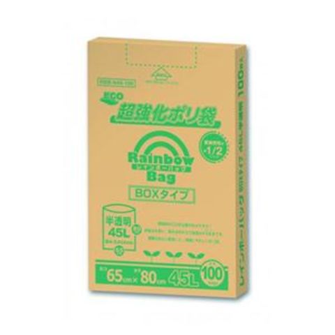 【新品】（まとめ） オルディ レインボーバッグBOX 半透明ポリ袋 45L 100枚入 【×5セット】