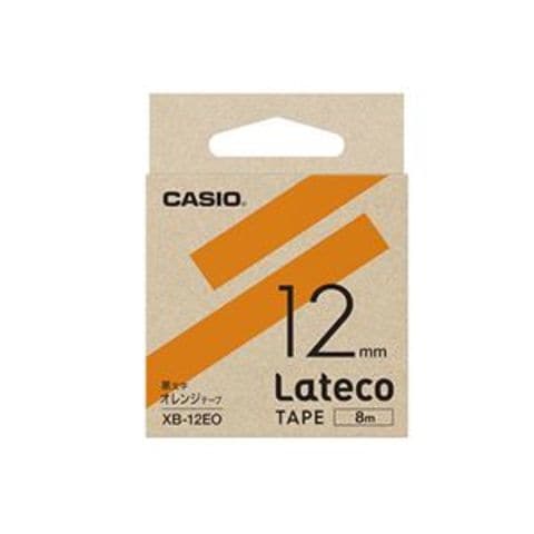 【新品】（まとめ） カシオ ラベルライター Lateco 詰め替え用テープ 12mm オレンジテープ 黒文字 【×5セット】