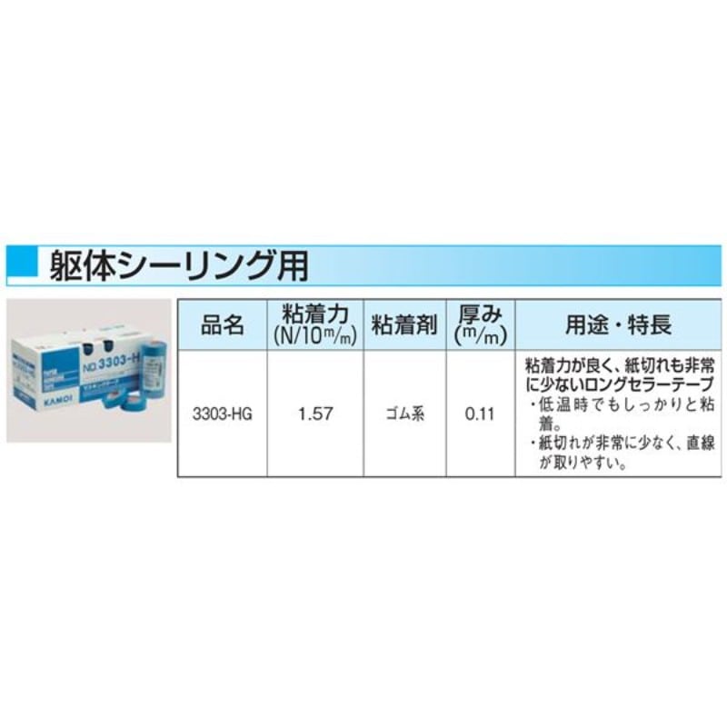 おしゃれ 1箱(70巻) カモ井 マスキングテープ No.3303-HG シーリング用