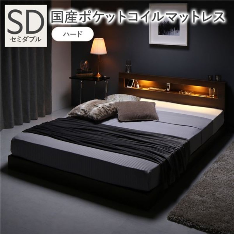 ローベッド セミダブル マットレス付き 2層ポケットコイル すのこ ベッド ローベッド セミダブル 2層ポケットコイルマットレス付 厚み