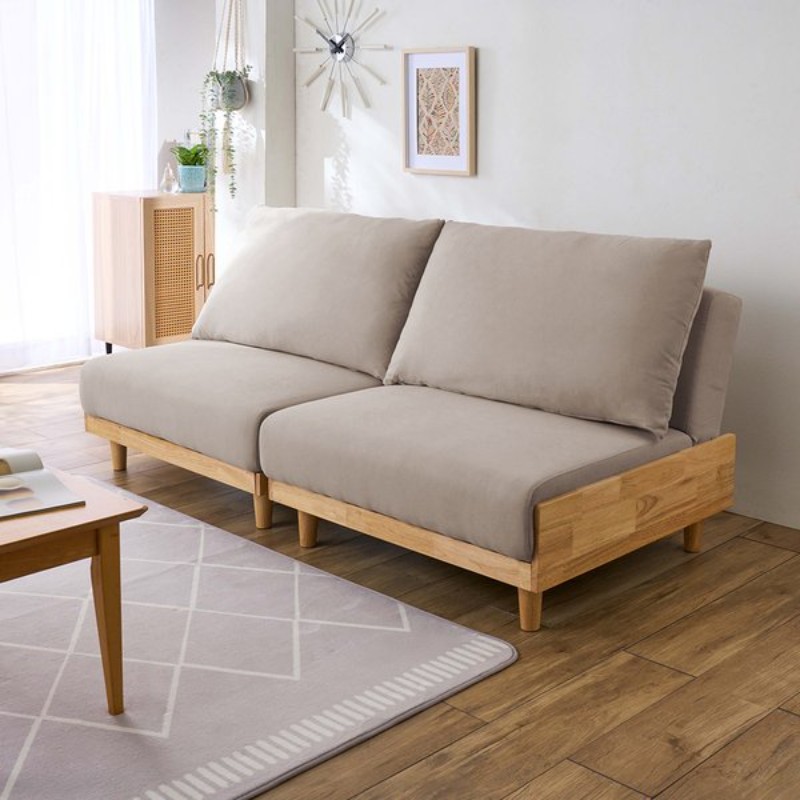 テーブル付ソファベッド ライトグレー テーブル付ソファベッド ライトグレー インテリア 【同梱不可】【代引