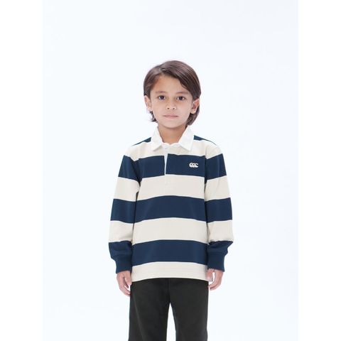 【CANTERBURY/カンタベリー】120サイズ ロングスリーブ ラグビージャージ ラグビー キッズ RAJ43414 ネイビー  【同梱不可】[▲][ZX]