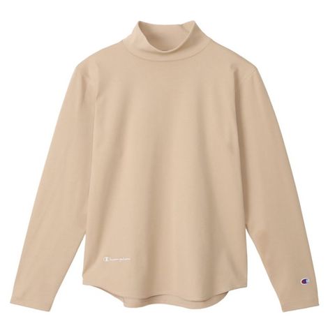 【チャンピオン / CHAMPION】モックネックロングスリーブシャツ ベージュ Mサイズ 長袖 ウェア メンズ ユニ スポーツウェア  【同梱不可】[▲][ZX] 【同梱不可】