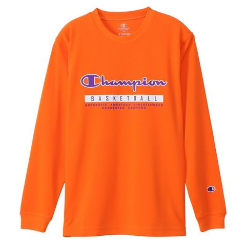 【チャンピオン / CHAMPION】キッズ ジュニア ミニ ロングスリーブTシャツ オレンジ 140サイズ 長袖 ウェア メンズ ユニ  バスケットボール スポーツウェア 【同梱不可】[▲][ZX] 【同梱不可】