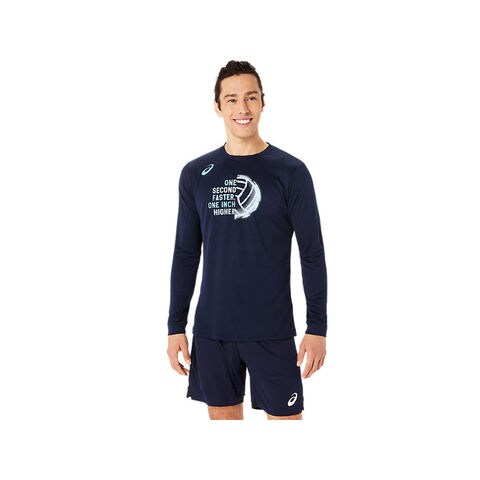 【asics/アシックス】2051A349 DRY SLIP PRINT LS T SHIRT バレーボール SA メンズ ウェア ミッドナイト M  サイズ 【同梱不可】[▲][ZX] 【同梱不可】